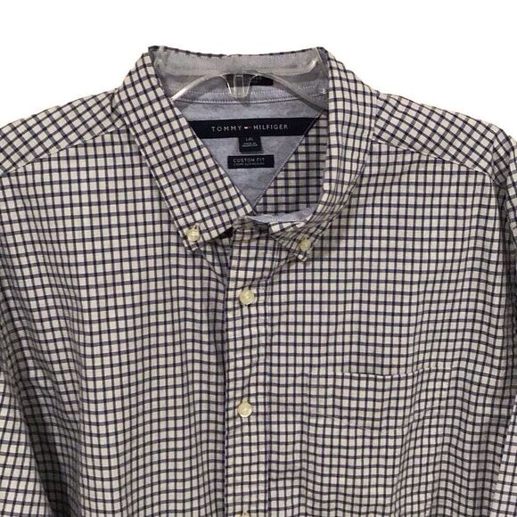 Men’s Shirt, Tommy Hilfiger Mens Shirt, size Large, Blue and White Check, Long S - Picture 1 of 6